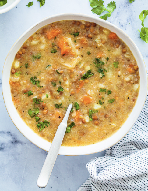 red lentils with sweet potato soup